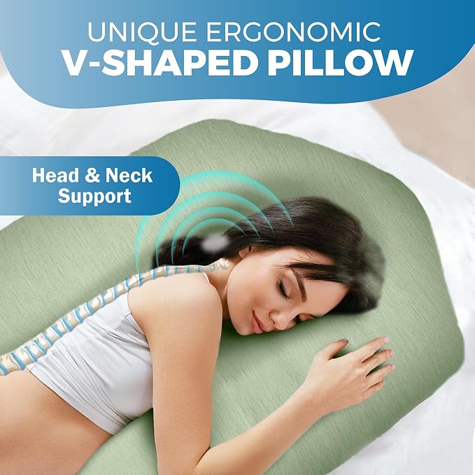 Pregnancy Pillows for Sleeping – 57-Inch Maternity Pillow for Pregnant Women with Removable Washable Cover – Support for Back, Belly, Neck, Legs, & Hips – V C U Shaped Full Body Pillow