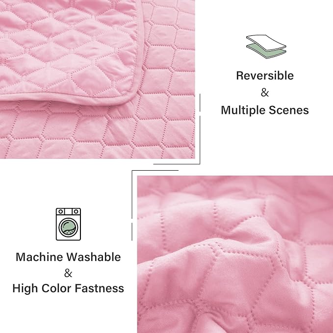 Exclusivo Mezcla Reversible California King Quilt Set, Bright Pink | Lightweight Bedspreads with 2 Pillow Shams, Soft Microfiber, All Season Bed Coverlets for Bedroom Guest Room, 112x104 Inch