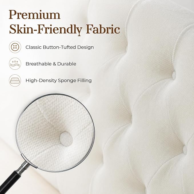 Vamcheer King Upholstered Headboard Cream, No Assembly | Ideal for King Bed; High-density Foam; Adjustable Height; Provides Soft Support; Luxury Texture Fabric