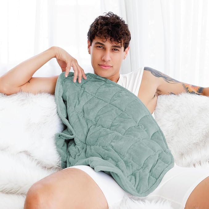 nodpod Body 6.5lb Patented Compact Weighted Blanket | Perfect for Relaxation, Lounging, Napping, Sleeping & Travel, Glass Bead Filled, Machine Washable, 29" x 24", Sage