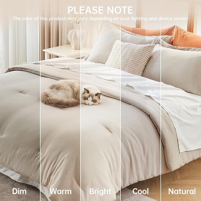 King Size Comforter Set, All Season Ultra Soft Down Alternative Bedding - 3 Piece Lightweight Bed Set Includes 1 Comforter (104"x90") and 2 Pillow Shams (20"x36"), Linen