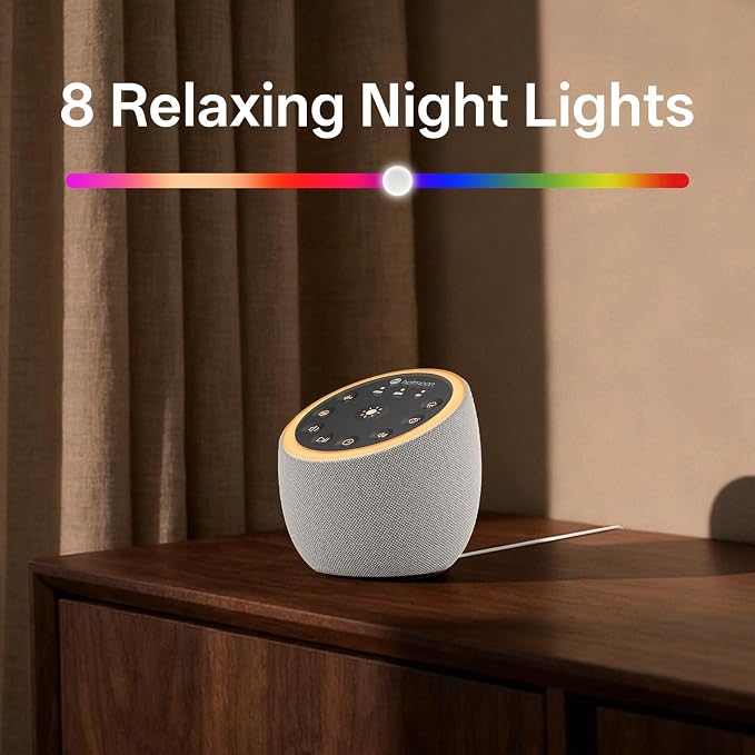 Hotmoon Sound Machine for Sleep, Cocoon 2, 40 Sounds, Dual-Speaker, Plug in | White Green Pink Brown Noise Machine for Sleeping Adults Office Privacy Baby Dogs, 4 Timers, 8 Night Light, Rain Noise Maker