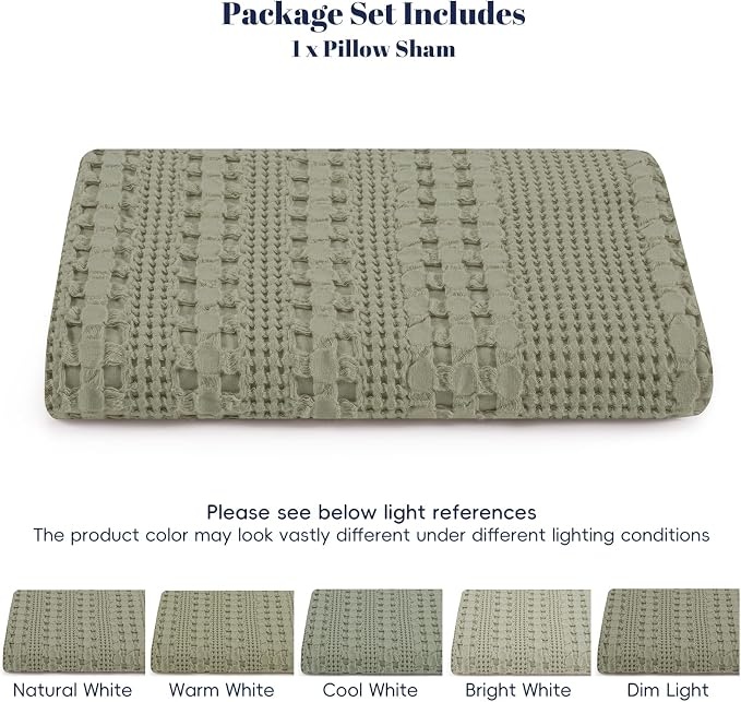 PHF 100% Cotton Waffle Body Pillowcase with Zipper, 1 Pack 20" x 54" Soft Skin-Friendly Pillow Sham, No Filling, Aesthetic Woven and Breathable Waffle Weave Body Pillow Cover for Bed, Dusty Sage