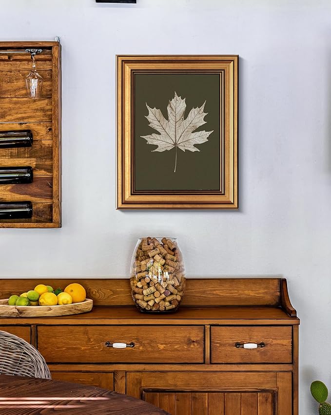VIYYIEA Vintage Gold Framed Wall Art for Living Room, Maple Leaf Canvas Prints Home Decor, Oil Painting Picture, Bedroom Wall Decor Gifts for Friends or Family -【Maple Leaf Specimen】-(10L x 8W)