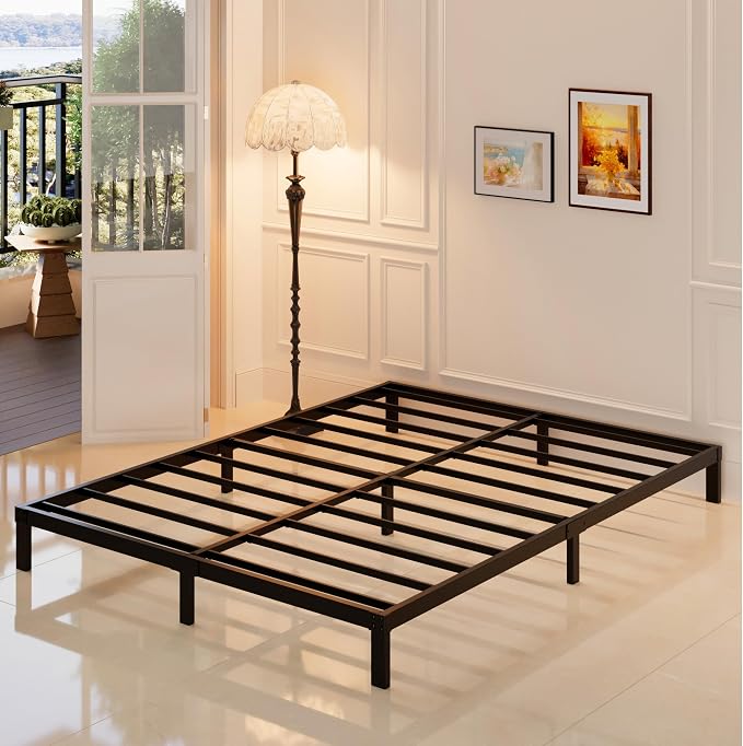 Maenizi King Size Bed Frame, 8 Inch King Platform Bed Frame | No Box Spring Needed, Heavy Duty Support Up to 3000 lbs, Easy Assembly, Noise Free, Black