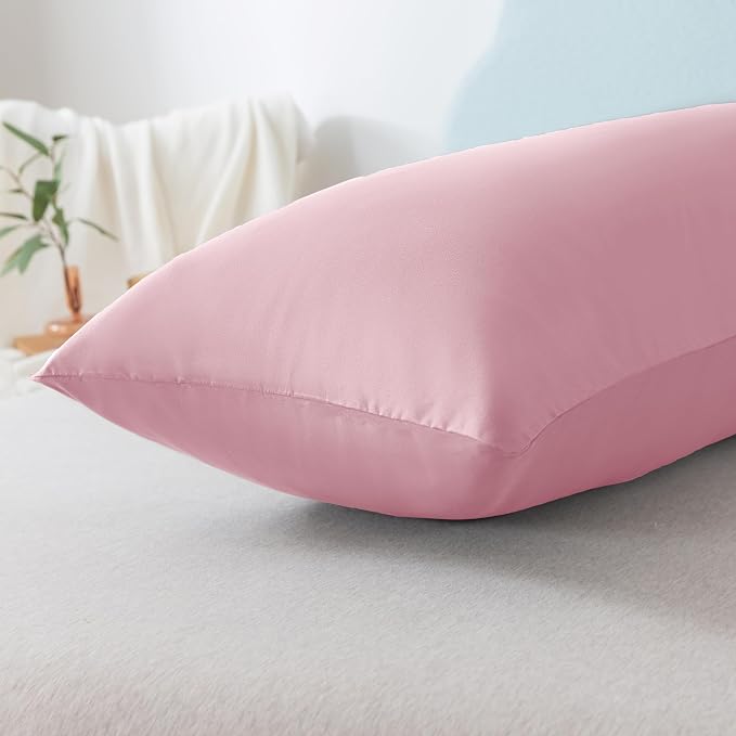 Ubauba Memory Foam Body Pillow with Cover, Full Large Body Pillows Insert for Adults with Envelope Closure Pillowcase, Firm & Fluffy Long Bed Pillows for Sleeping (20x54 inch, Pink)