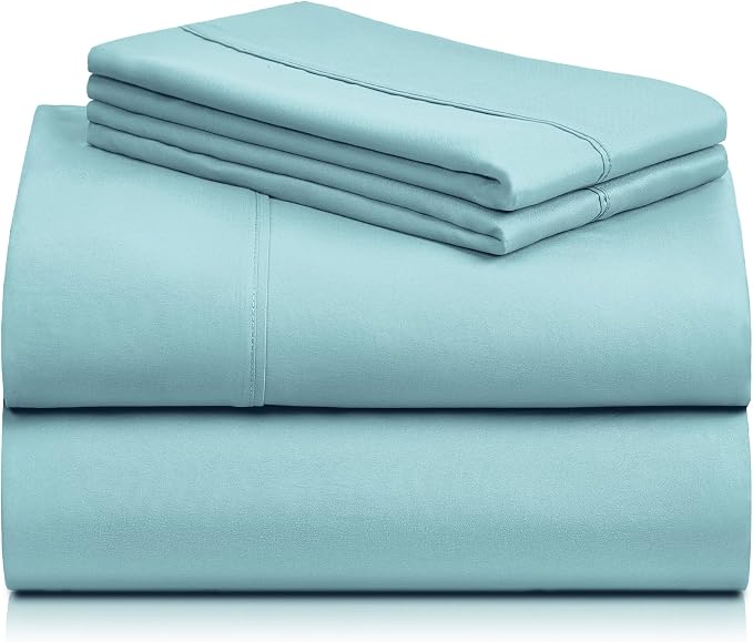 Twin XL Sheets Set, Deep Pocket Twin XL Size Bed Sheets, 4PC Soft Sheet Set | Luxclub Cooling Fitted Sheet & Pillowcase Sets, Breathable Hotel Luxury Bedding Wrinkle Free, Aqua