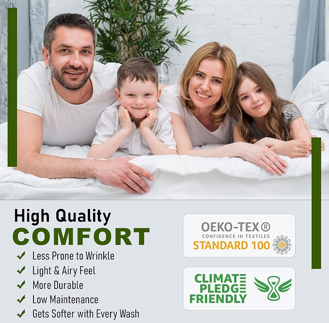 RUVANTI 100% Cotton Percale Sheets, California King, Crown Blue | Crisp Cooling for Hot Sleepers, Deep Pocket 14", Soft Breathable & Durable, Hotel-Style 4 Piece Set