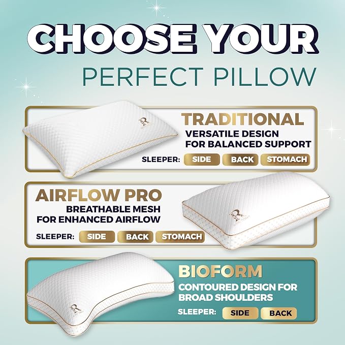 Royal Therapy King 2-Pack Memory Foam Pillow, Adjustable Shredded Odor-Free Cut-Out Bed Pillow for Neck & Shoulder Pain Relief, Breathable Support for Back, Stomach, Side Sleepers, BioForm