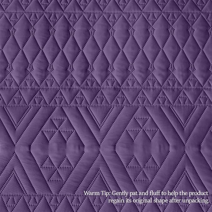 akkialla King/Cal King Quilt Set, Purple Lightweight Microfiber Bedspread Coverlet, Boho Geometric Pattern, Soft All-Season Bedding, 3-Piece (1 Quilt, 2 Pillow Shams)