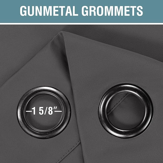 H.VERSAILTEX Blackout Grey Curtains for Patio Door Thermal Insulated Living Room Curtains, Room Darkening Noise Reducing Blackout Curtain for Bedroom, Charcoal Gray, 1 Panel, 52'W x 102'L