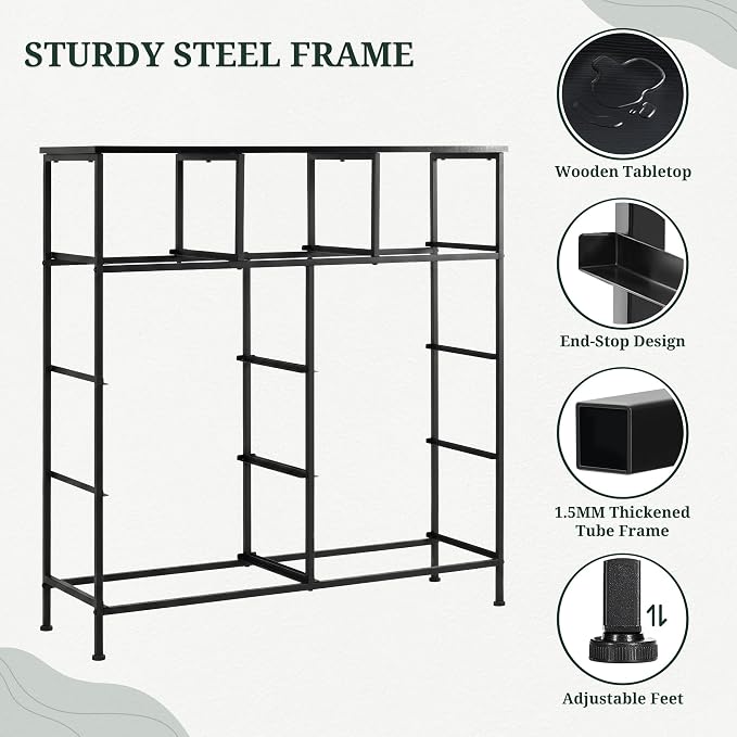 9-Drawer Dresser Anti-Tip Tall Storage Organizer | Chest of Drawers with Wooden Top and Metal Frame Fabric Bins for Bedroom, Closet, Hallway, Entryway, Ink Black