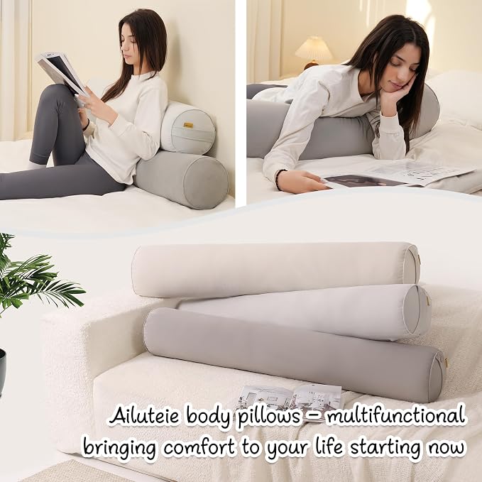 Body Pillow for Adults,Long Round Pillow,Big Cylindrical Pillow,Large Full Bolster Pillows for Side Sleepers (Zinc Gray, 39.37"*7.87")
