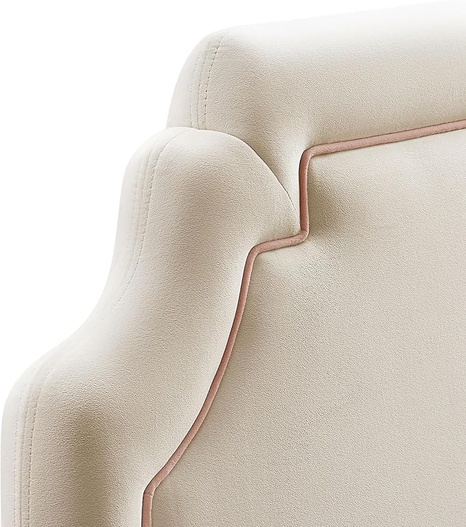 Modway Magnolia King Size Stain-Resistant Performance Velvet Headboard in Alabaster Pink - Padded Cushioned Headboard with Adjustable Mounting Positions