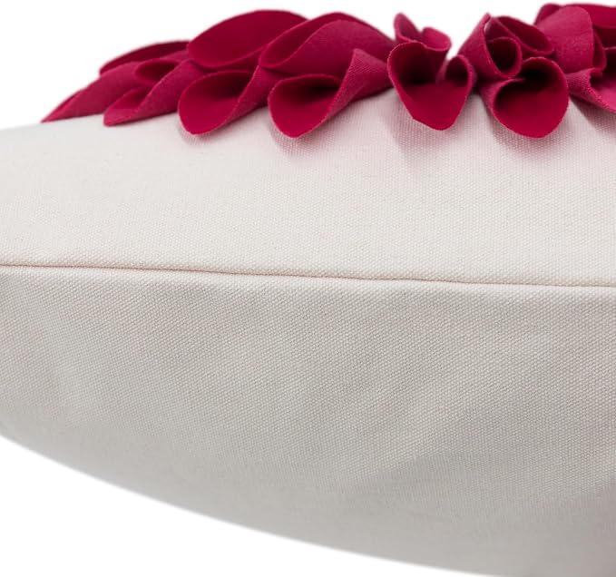 OiseauVoler 3D Sunflower Throw Pillow Cover Decorative Handmade Pillowcase Cushion Cover Case for Home Sofa Bed Living Room Decor 18x18 Inch Rose Red