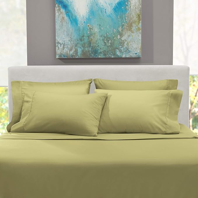 Hearth & Harbor Extra Deep Pocket King Size Sets - Fits Mattress 18-24 Inches Deep - Extra Deep Pocket Sheets - 6 Piece King Size - Sage