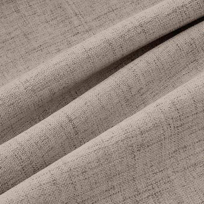 MIULEE 100% Blackout Linen Burlap Curtains for Bedroom 42 x 90 Inch 2 Panel | Thermal Insulated, Room Darkening Drapes for Living Room, Back Tab Rod Pocket Pinch Pleated, Taupe Brown Solid Luxury Decor