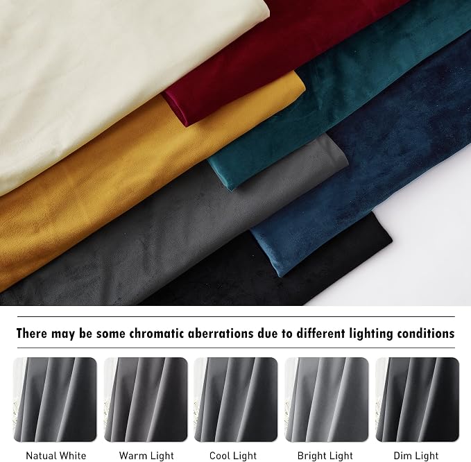 RYB HOME Grey Velvet Blackout Curtains 96 inches for Bedroom Living Room | Thermal Insulated,Privacy UV Block,OEKO-TEX Certified,Luxury Window Decor for Dining Room Sliding Door,W52 x L96,2 Panels