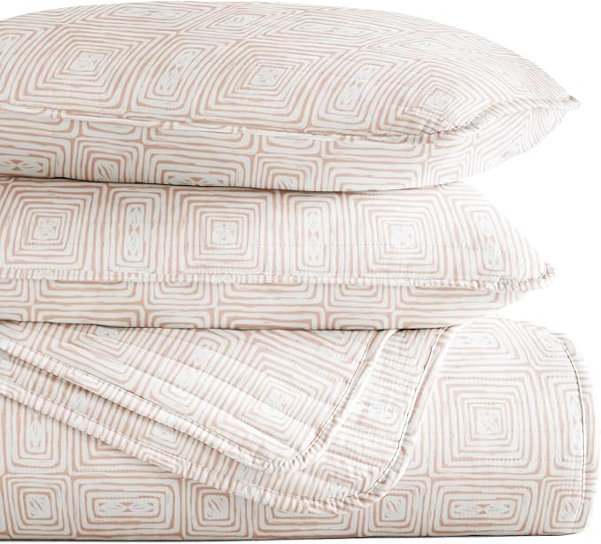 Merit Linens 3 Piece Quilt Set - Super Soft - Lightweight - All Season Quilted Coverlet - Timeless Patterns - Full/Queen Apricot