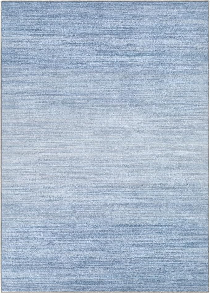 UERMEI 8x10 Washable Area Rug - Neutral Modern Abstract Living Room Rugs, Non-Slip Soft Large Indoor Floor Carpet for Bedroom Home Office & Under Dining Table Decor, Blue