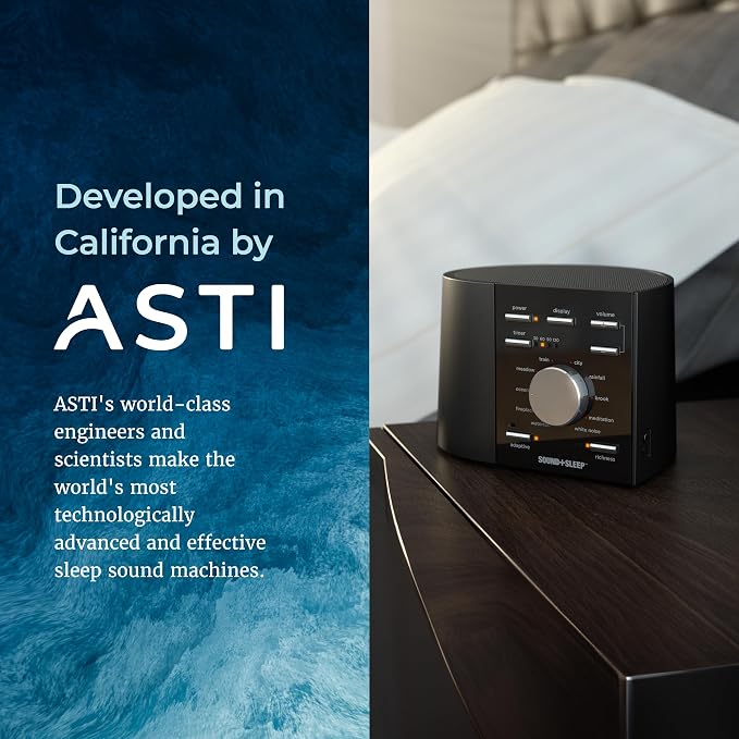 Adaptive Sound Technologies Sound + Sleep White Noise Machine, Black | White Noise Machine for Focus Support with a Convenient Sleep Timer, Built-in Headphone Jack, and Precision Volume Settings