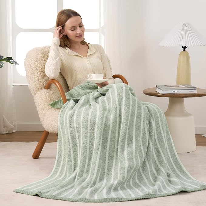 Snuggle Sac Sage Green Bedding Blanket Twin Size 60x80 | Ultra Soft, Warm Cozy Knit Fuzzy, For Sofa, Bed, Living Room