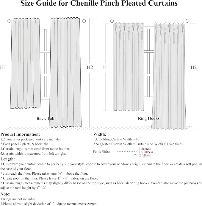 WEST LAKE Beige Pinch Pleated 90% Blackout Curtain Panels 102 Inches Long | Neutral Triple Weave Textured Microfiber Lined Heavy Drapes,Modern Bedroom Window Treatment,Back Tabs,40"Wx102"Lx2
