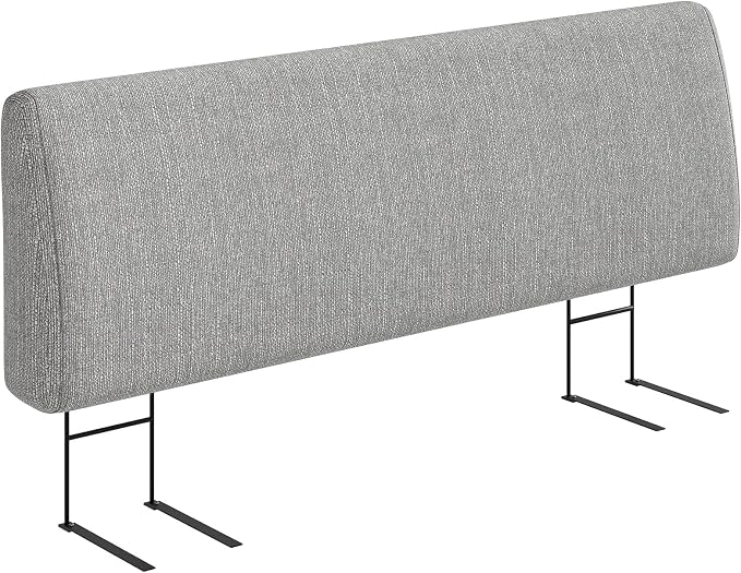 4.7” Upholstered Headboard for King Size Bed, No Drill Needed, 5 Min Assembly, Headboard for 8–14 Inch Mattress, Perfect for Renters Dorm Kids Pet, Linen Gray