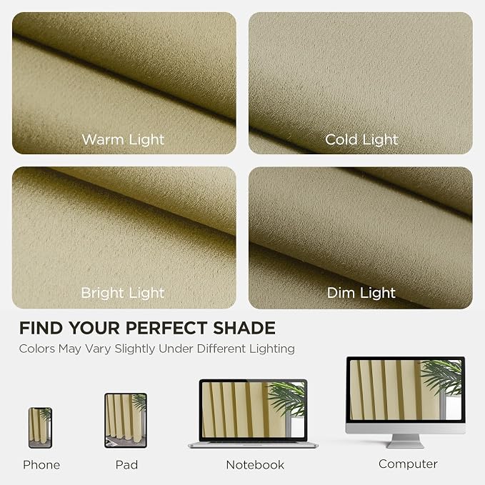 Joydeco Blackout Curtains for Bedroom 84 inch Long 2 Panels, Thermal Insulated Room Darkening Curtains with Grommets, Soft Window Drapes for Living Room (W52 x L84 Inch, Beige)