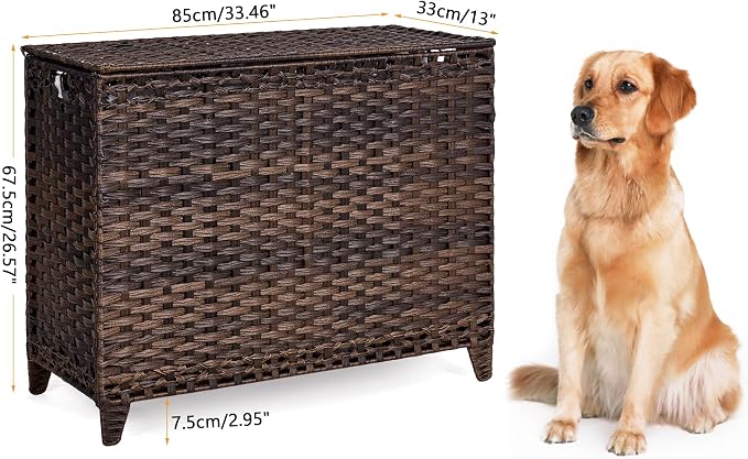 Laundry Hamper with 4 Removable Liner Bags, 176L Laundry Sorter with Lid | Raised Feet; Side Carry Handles; Handwoven PP Rattan; Rust-Resistant Iron Frame; Decorative Woven Design