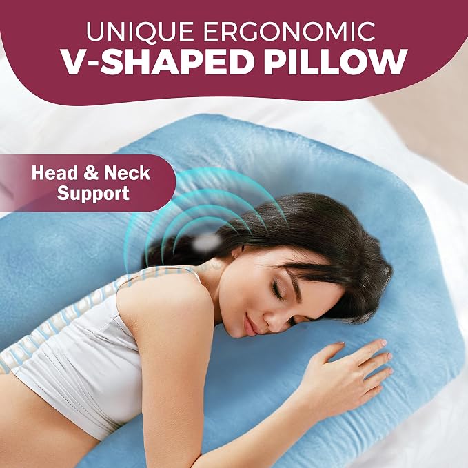 Pregnancy Pillows for Sleeping – 57-Inch Maternity Pillow for Pregnant Women with Removable Washable Cover – Support for Back, Belly, Neck, Legs, & Hips – V C U Shaped Full Body Pillow