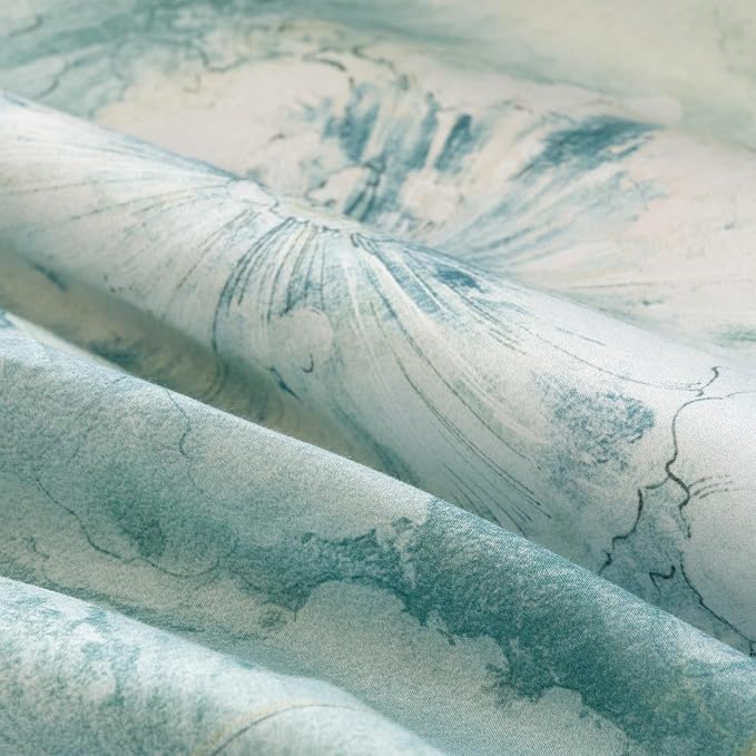 HeimenAogo Egyptian Cotton Duvet Cover Queen Size Sateen Weave, Silky Soft Duvet Cover with Zipper Closure, Long Staple Cotton Bed Linen Watercolor Floral 3 Pcs