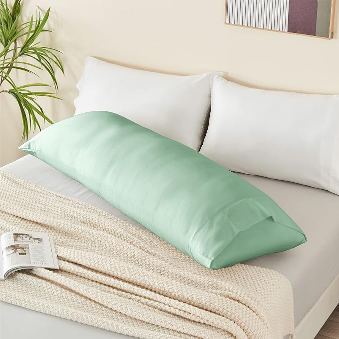BEDELITE Body Pillow Pillowcase, Rayon from Bamboo, Mint Green, 20"x54" | Cooling and Breathable Body Pillow Cover for Hot Sleepers & Night Sweats, Silky Soft Full Long Pillow Case, Envelope Closure