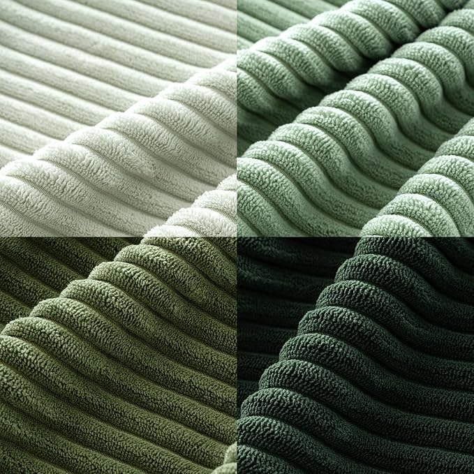 MIULEE Soft Corduroy Decorative Lumbar Pillow Covers Forest Green 12x20 | Set of 4, Mordern Nordic Home Decor, Green Gradient Matching, Boho Farmhouse Throw Pillows for Couch Bed Sofa Living Room