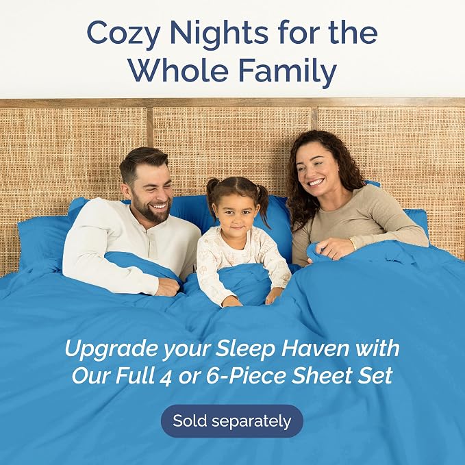 Queen Flat Sheet - Single Top Flat Sheet Only - Soft & Cooling - Denim Blue | Hotel Luxury Top Flat Sheet Only, Ultra-Soft, Breathable & Cooling, Fade & Wrinkle Free, Easy-Care, Stain & Shrink Resistant