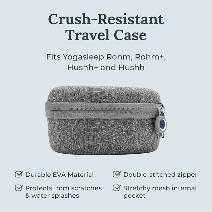 Yogasleep Rohm Portable White Noise Sound Machine + Travel Case in Grey, Sleep Therapy, Crush-Resistant Travel Case, for Adults, Kids & Baby, Noise Blocking & Office Privacy, Registry Gift