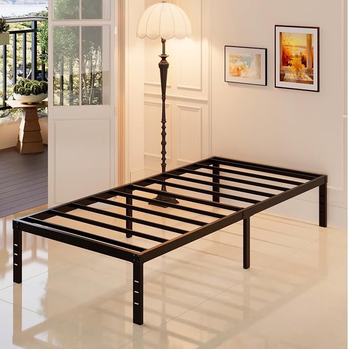 Maenizi Twin XL Bed Frames No Box Spring Needed, 14 Inch Heavy Duty Metal Twin XL Platform Bed Frame Support Up to 2500 lbs, Easy Assembly, Noise Free, Black | Twin xl Platform Bed Frame No Box Spring Needed, Easy Assembly, Noise Free, Black