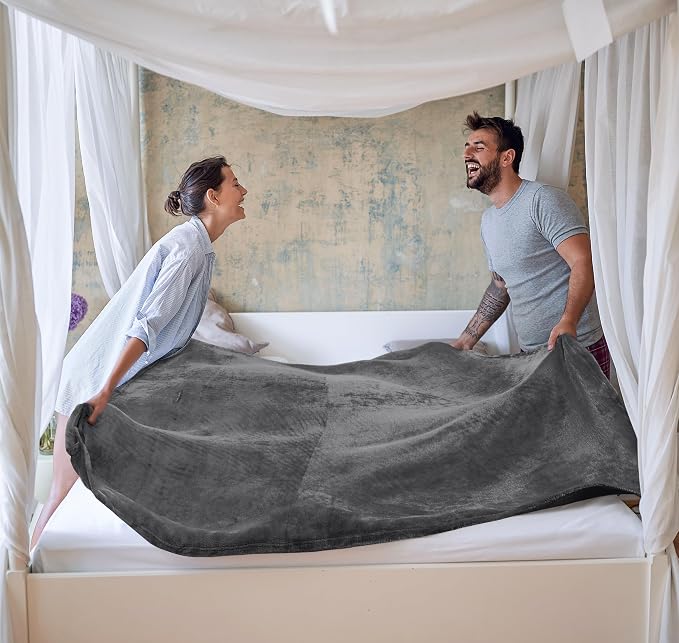 Utopia Bedding Ultra Soft Fleece Bed Blanket King Size Grey (90x102 Inches) | Microfiber Plush Warm Lightweight Breathable Cozy Blanket Anti-Static, All Season Use, Gift for Women and Men