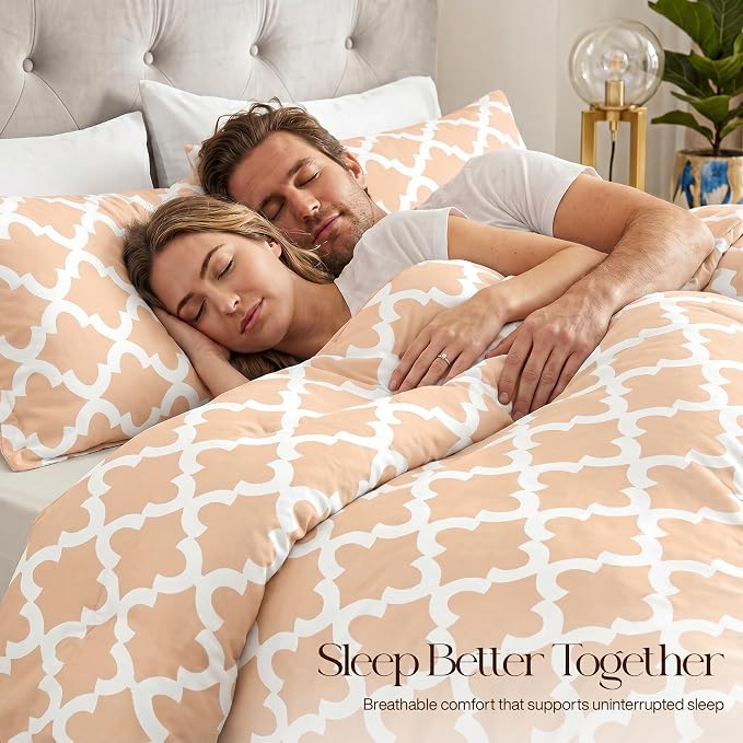 Utopia Bedding 3 Pc King Comforter Set, Printed Comforter, Beige | Comforter Set Includes Comforter (90x102) Inches, 2 Shams (20x36) Inches. Soft Microfiber Down Alternative, Machine Washable.