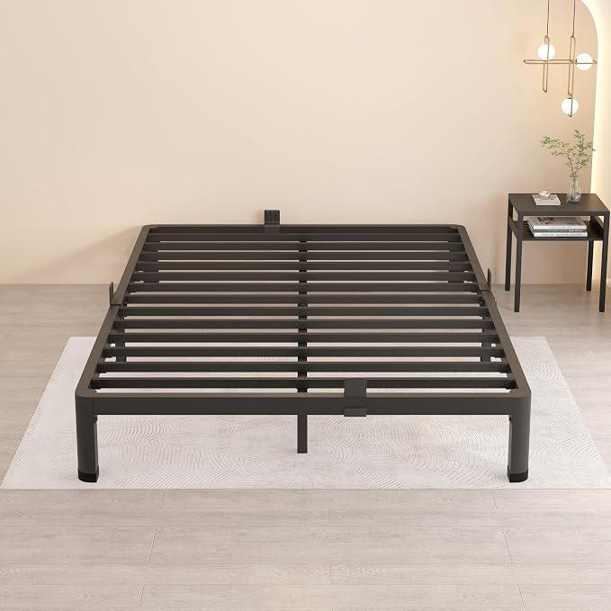 MAF 7 Inch Full Size Metal Platform Bed Frame with Round Corner Legs | Mattress Slide Stopper, 3000 LBS Heavy Duty Steel Slats Support, Noise Free, No Box Spring Needed, Easy Assembly, Anti-Slip