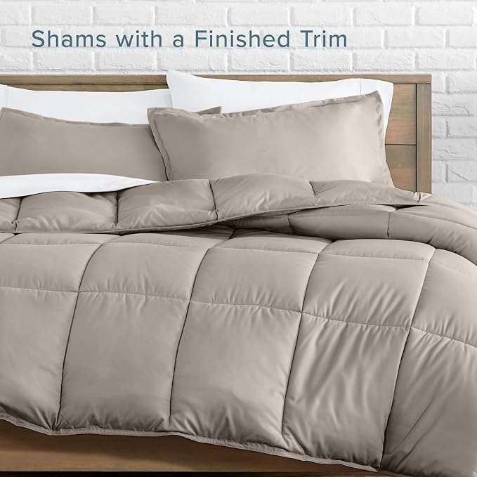 Bare Home Comforter Set - 1800 Ultra Soft (Twin/Twin XL, Khaki) | All-Season, Breathable, Hypoallergenic, Premium 1800, Warm, Cozy