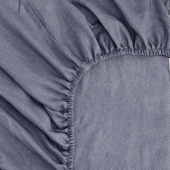 100% Linen Sheets Set King Size, Natural Pure Flax 4 Piece Bed Sets, 16" Deep Pocket, Breathable Cooling Bed Soft Durable Bedding, Machine Washable (Gray,King)