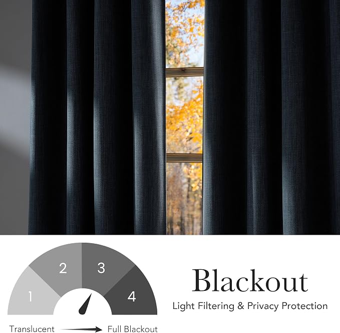 NICETOWN Short Faux Linen Mist Blue Blackout Curtains 63 inches Long | For Kitchen, Privacy Panels, For Living Room, Modern Style, Easy Care, Grommet Top, 2 Panels, W42 by L63