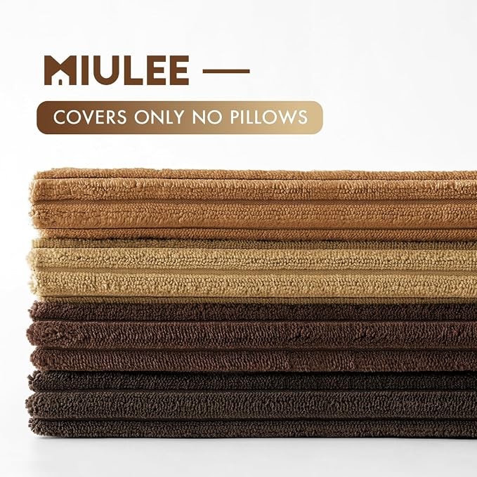 MIULEE Fall Corduroy Decorative Throw Pillow Covers Camel Brown 18x18 | Set of 4, Mordern Rustic Fall Decor, Wood-Tone Deep Browns, Boho Farmhouse Cushion Covers for Couch Bed Sofa Living Room