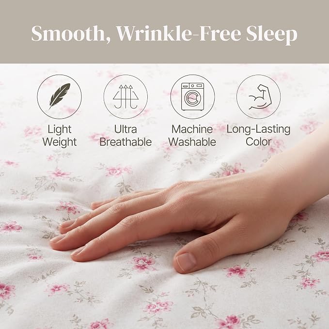 Modern Threads Printed 4-Piece Extra Soft Bedding Sheets & Pillowcase Set, Deep Pocket up to 16 inch Mattress Kashmir Rose Cal King