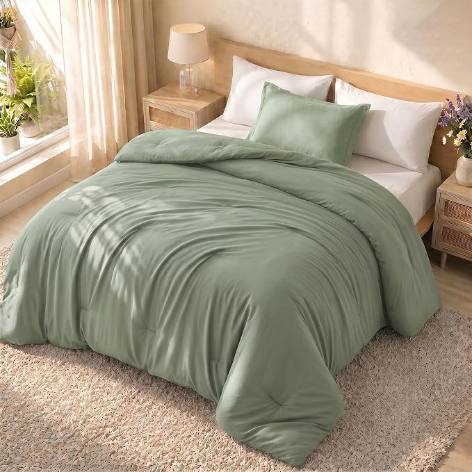 Utopia Bedding 2 Pc Twin Comforter Set, All Season Bedding, Sage Green | Bedding Set Includes Comforter (64x88) Inches, 1 Sham (20x26) Inches. Soft Microfiber Down Alternative, Machine Washable.