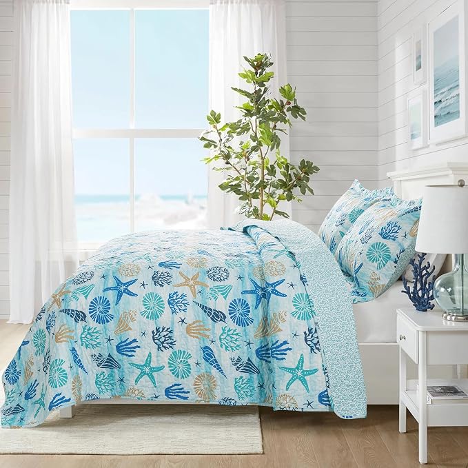Quilt Bedspread Sets - West Coastal Pattern Reversible Coverlet Set, King Size