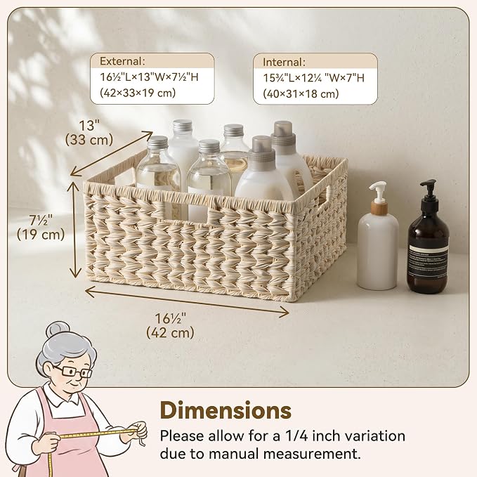 GRANNY SAYS Wicker Baskets for Organizing, Wicker Storage Baskets, 1-Pack | Plastic Waterproof Wicker Storage Baskets for Shelves, Woven Baskets for Storage, Shelf Baskets, Woven Baskets with Handles