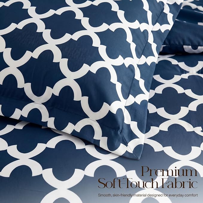 Utopia Bedding 2 Pc Twin Comforter Set, Printed Comforter, Navy | Comforter Set Includes Comforter (64x88) Inches, 1 Sham (20x26) Inches. Soft Microfiber Down Alternative, Machine Washable.
