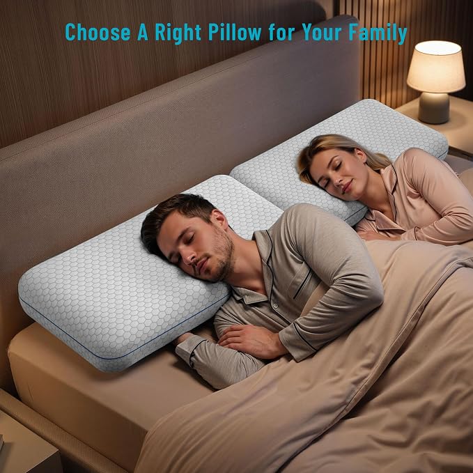 CushyOasis Memory Foam Pillows for Side, Back and Stomach Sleepers, Set of 2, Bed Pillow with Washable Cover and Breathable Mesh, Bed Pillow for Sleeping (Grey,King Size) | Ergonomic Supportive Memory Foam for Head, Neck & Shoulders, Breathable Washabl...